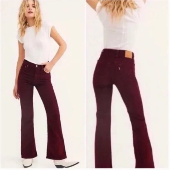 Levi's Ribcage Boot High Waist Corduroy Pants In Malbec 29 x 32 - Picture 4 of 13